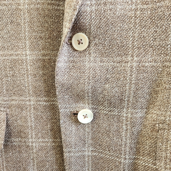 Isaia Wool Size IT 52 2-Button Sport Coat Tan Plaid - Picture 3 of 7